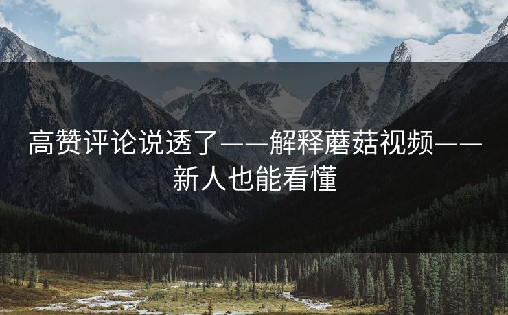 高赞评论说透了——解释蘑菇视频——新人也能看懂
